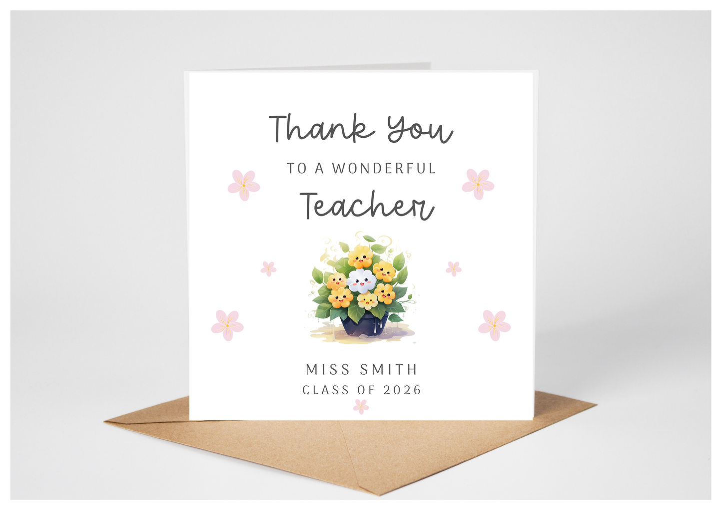 Floral Design Thank You Teacher Card