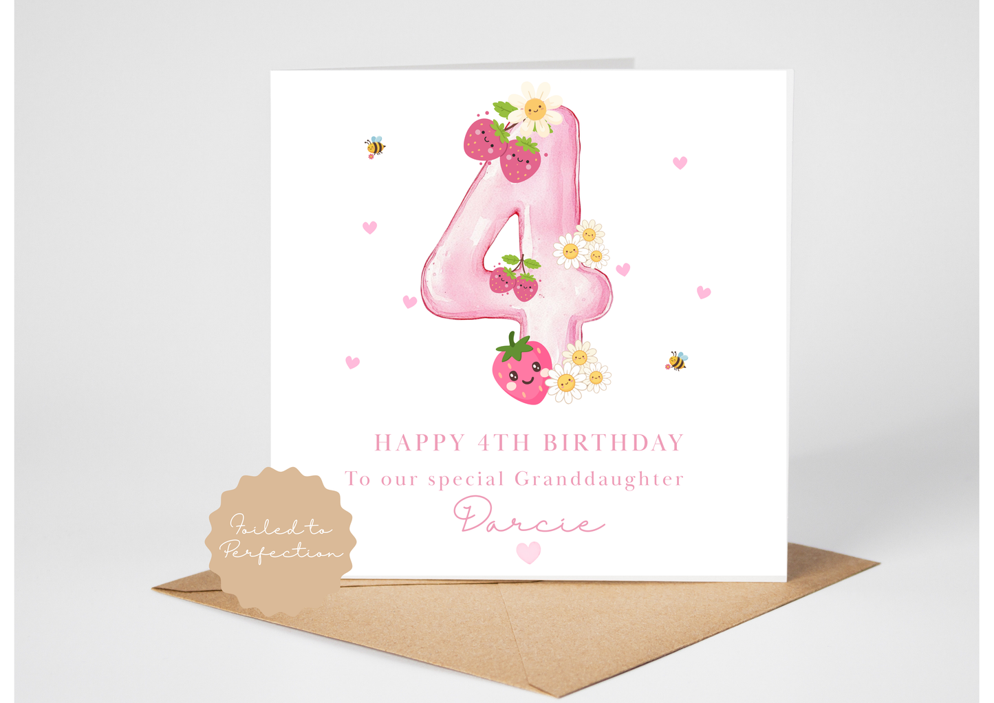 Personalised 4th Birthday Card for Granddaughter