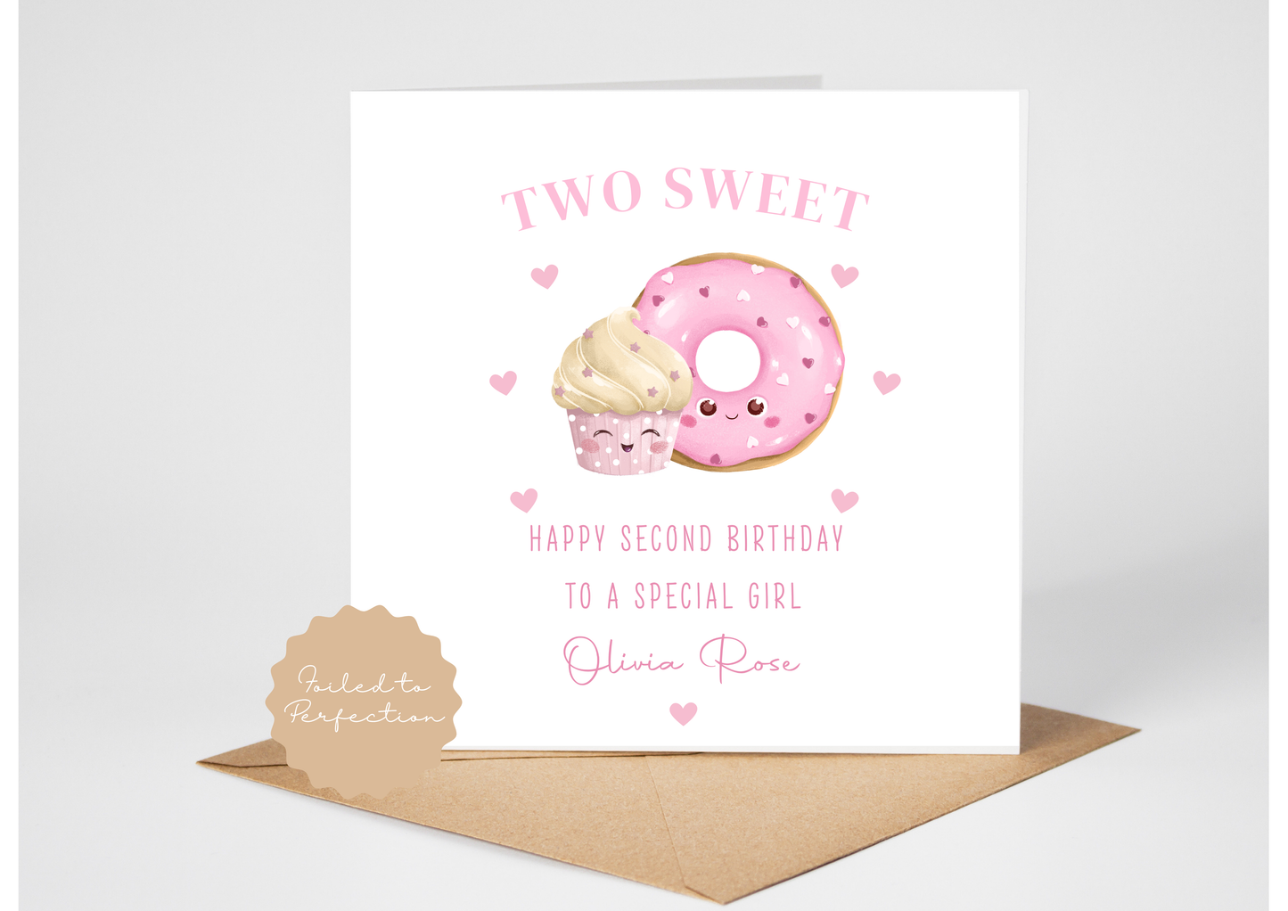 Two Sweet Personalised Birthday Card for a second Birthday.