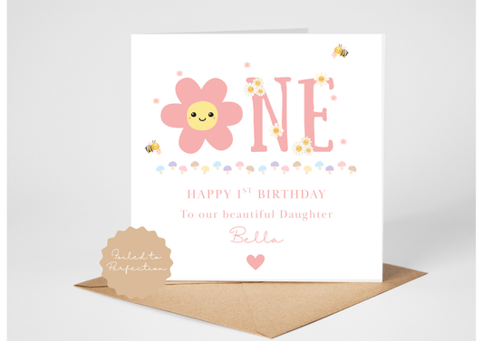 'One' 1st Birthday Card for Daughter