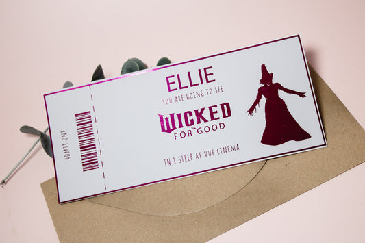 Wicked for good faux cinema gift ticket